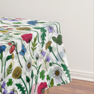 Wildflowers on off white tablecloth