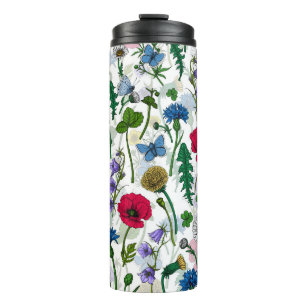 Wildflowers on off white thermal tumbler