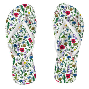 Wildflowers on off white thongs