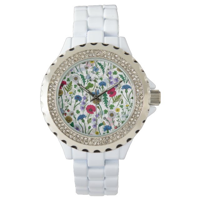 Wildflowers on off white watch (Front)