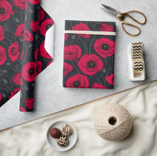Wildflowers on off white wrapping paper