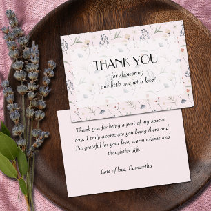 Wildflowers on Pink Girl Baby Shower Thank You Card