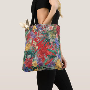 Wildflowers on Red Tote Bag