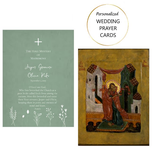 Wildflowers on Sage Background Wedding Prayer Card (Creator Uploaded)