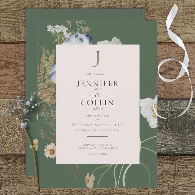 Wildflowers on Sage Wedding Invitation (Creator Uploaded)