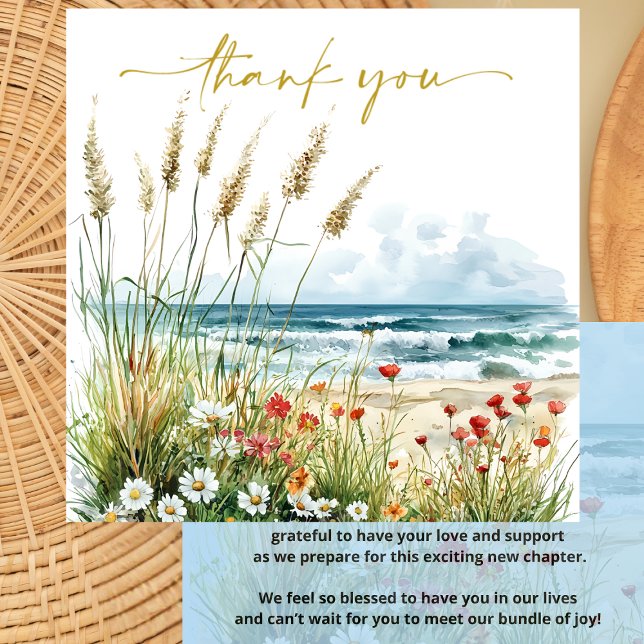 Wildflowers on the Beach Baby Shower   Thank You Card (Creator Uploaded)
