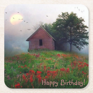 Wildflowers on the Hill Birthday Paper Coasters