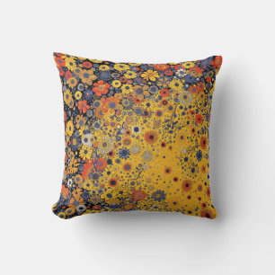 Wildflowers on Yellow Background Cushion