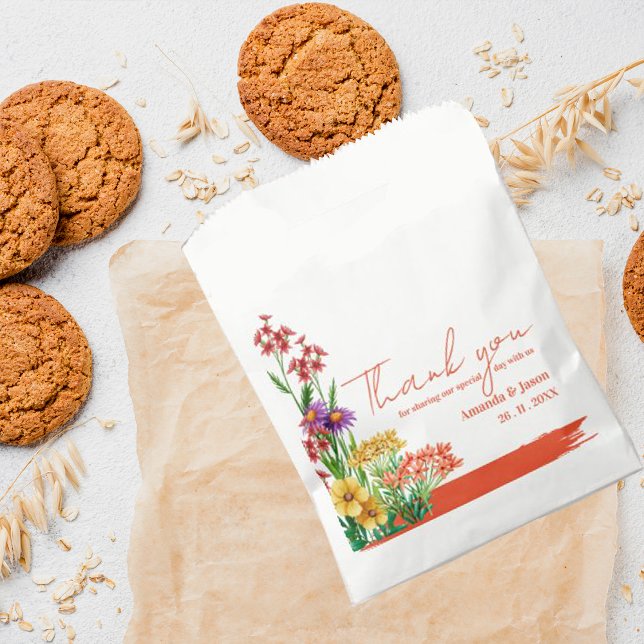 Wildflowers Orange Yellow Floral Wedding Party Favour Bag (Creator Uploaded)