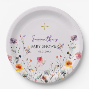 Wildflowers Orthodox Christian Baby Shower Paper Plate