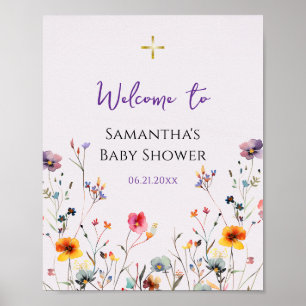 Wildflowers Orthodox Christian Baby Shower Welcome Poster
