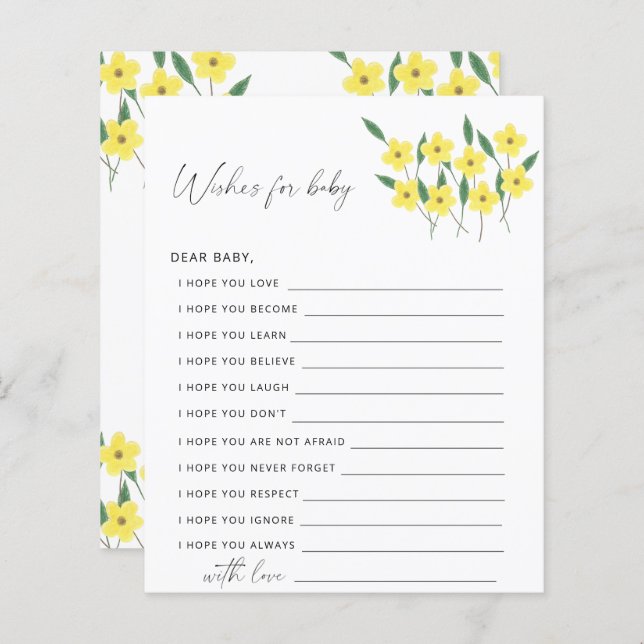 Wildflowers Party game | wishes for baby game (Front/Back)