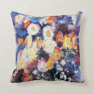 Wildflowers, pastel watercolor painting cushion