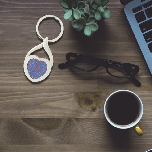 Wildflowers pattern name blue Metal Keychain (Creator Uploaded)