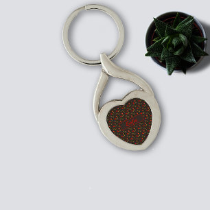Wildflowers pattern name brown Metal Keychain