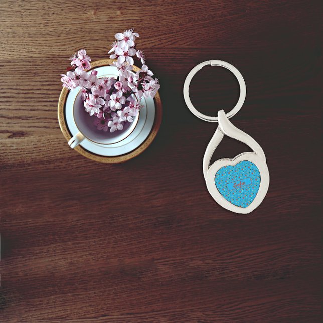 Wildflowers pattern name turquoise Metal Keychain (Creator Uploaded)