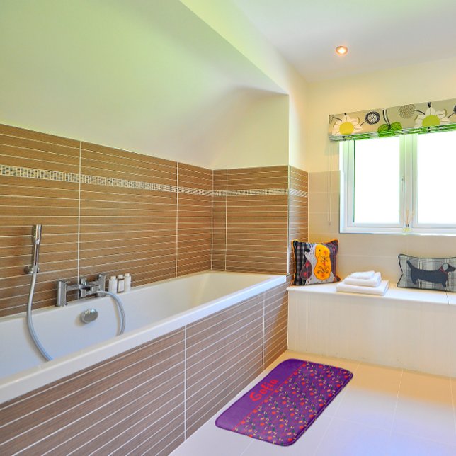 Wildflowers pattern poppy purple  bath mat (Creator Uploaded)