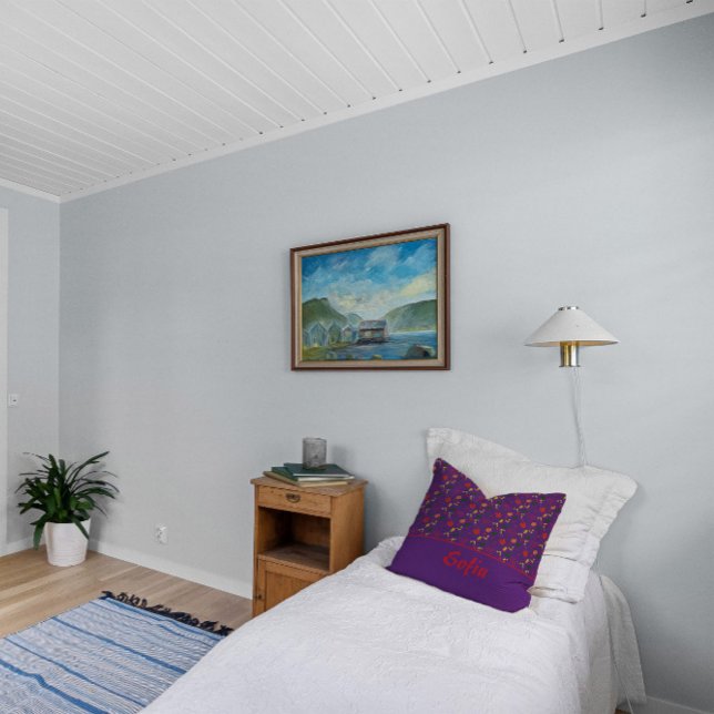 Wildflowers pattern poppy purple throw pillow (Creator Uploaded)