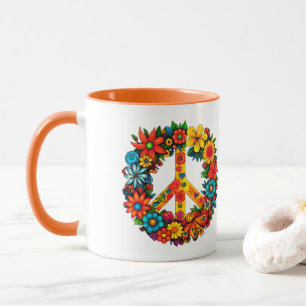 Wildflowers Peace Sign floral wreath Mug