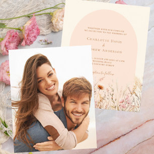 Wildflowers peach beige arch photo budget wedding