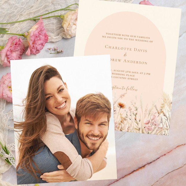 Wildflowers peach beige arch photo budget wedding (Creator Uploaded)