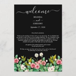Wildflowers Periwinkle Black Wedding Itinerary Program