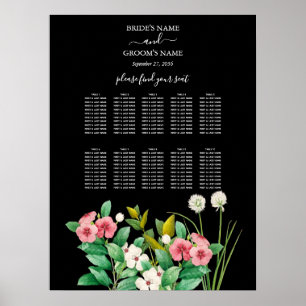 Wildflowers Periwinkle Black Wedding Seating Chart