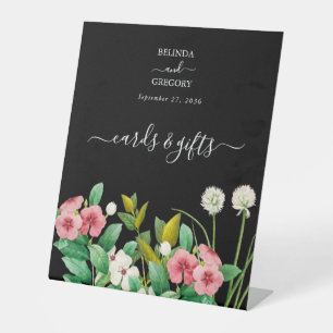Wildflowers Periwinkle Cards Gifts Black Wedding Pedestal Sign