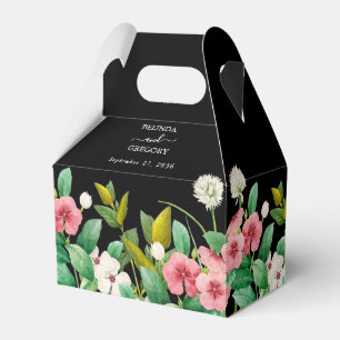 Wildflowers Periwinkle Watercolor Black Wedding   Favour Box