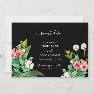 Wildflowers Periwinkle Watercolor Black Wedding Save The Date