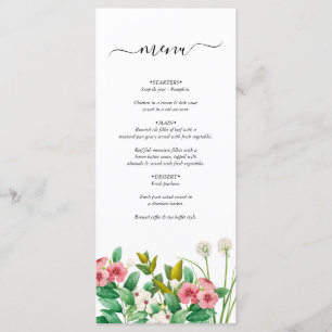 Wildflowers Periwinkle Watercolor Wedding  Menu