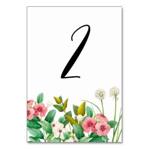 Wildflowers Periwinkle Watercolor Wedding  Table Number