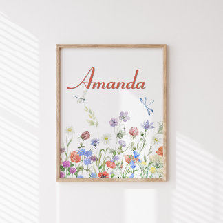 Wildflowers Personalised Custom Name Poster