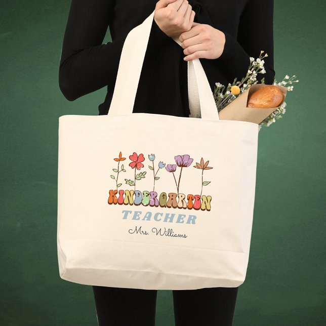 Wildflowers Personalised Kindergarten Teacher Name Large Tote Bag (Wildflowers Personalized Kindergarten Teacher Name Large Tote Bag
)