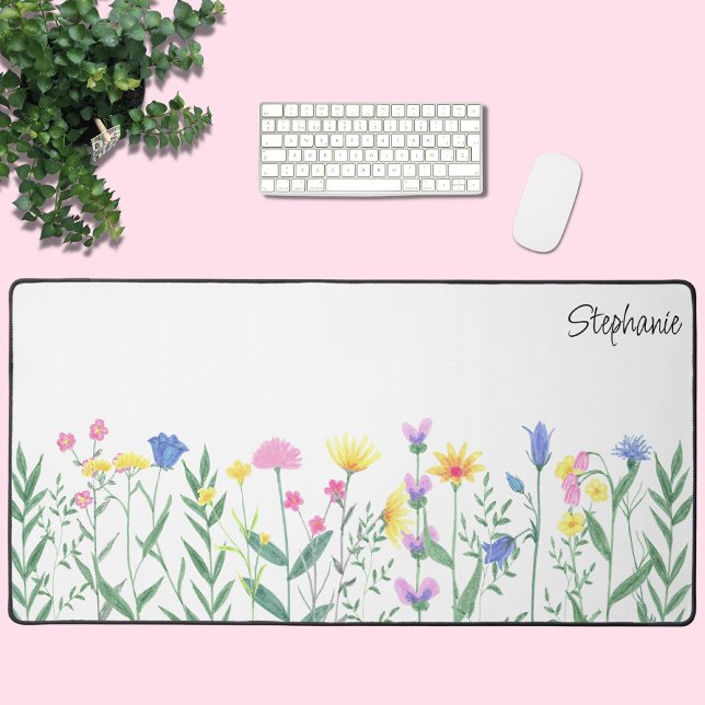 Wildflowers Personalised Script Name Desk Mat (Creator Uploaded)