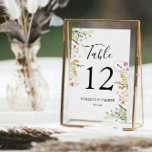 Wildflowers personalised Wedding Table Number<br><div class="desc">Wildflowers table number card,  personalised with the bride and goom's name.</div>