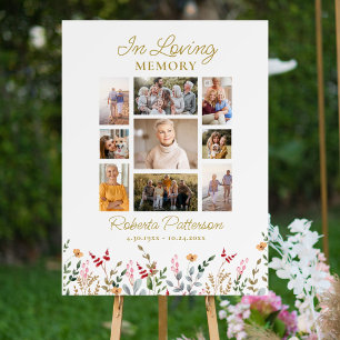 Wildflowers Photo Collage Funeral Memorial Welcome Poster