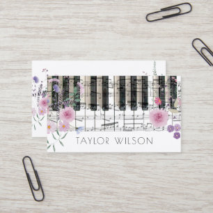 wildflowers pianist music teacher business card