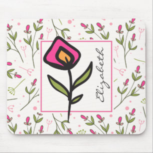 Wildflowers - Pink and Orange Petals Personalised Mouse Pad