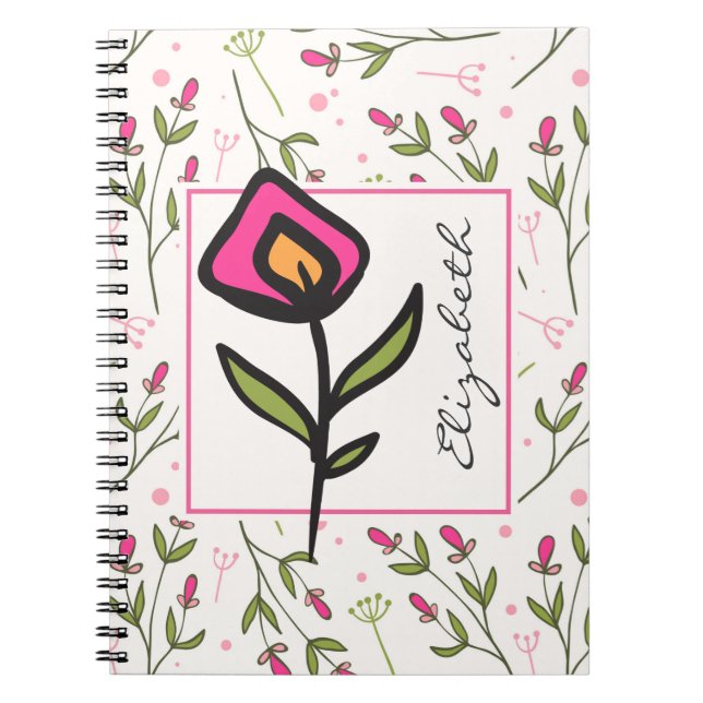 Wildflowers - Pink and Orange Petals Personalised Notebook (Front)