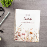 Wildflowers pink beige name appointments 2025 planner<br><div class="desc">Stay organised and inspired with our Personalised Wildflower Meadow Spiral Planner, designed to bring a touch of nature's beauty to your everyday planning. Perfect for anyone who loves to keep their schedule in style, this planner combines functionality with a personalised, artistic touch. Elegant White Background: The clean white backdrop offers...</div>