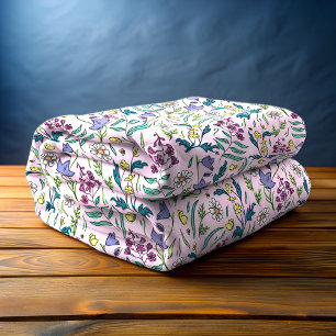 Wildflowers Pink Fleece Blanket, Medium Blanket