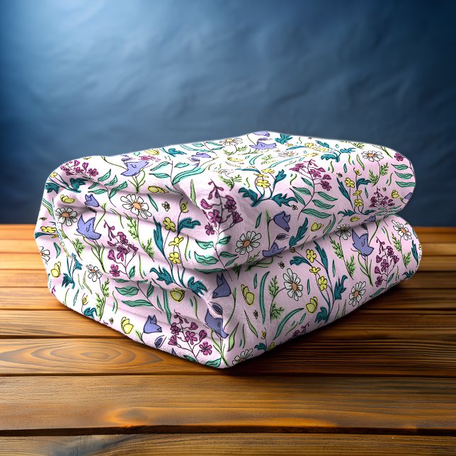 Wildflowers Pink Fleece Blanket, Medium Blanket (Wildflowers Pink Fleece Blanket)
