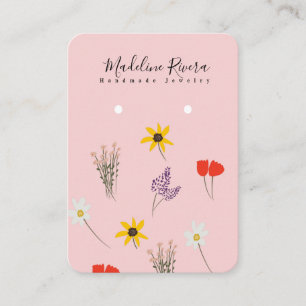 Wildflowers Pink Handmade Earring Display Card