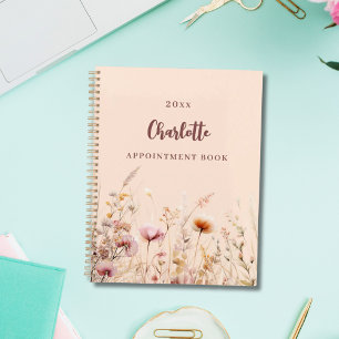 Wildflowers pink peach name appointments 2025 planner