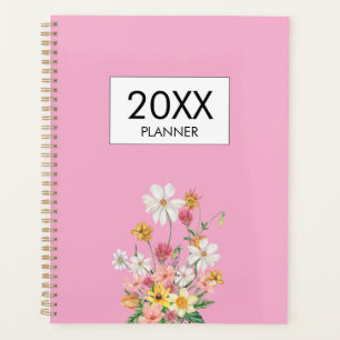 Wildflowers Pink Personalised Planner
