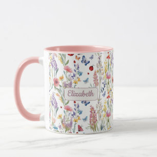 Wildflowers & Pink   Personalized Boho Gift for He Mug