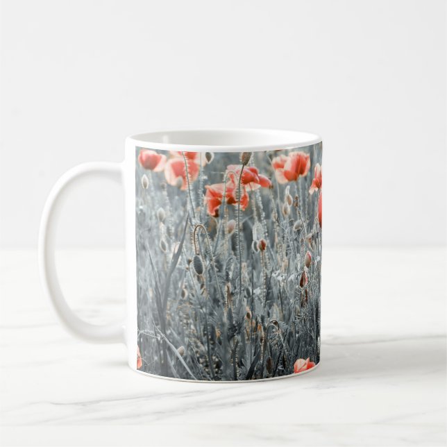 Wildflowers poppies coffee mug (Left)