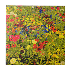 Wildflowers poppies colourful flower festival ceramic tile