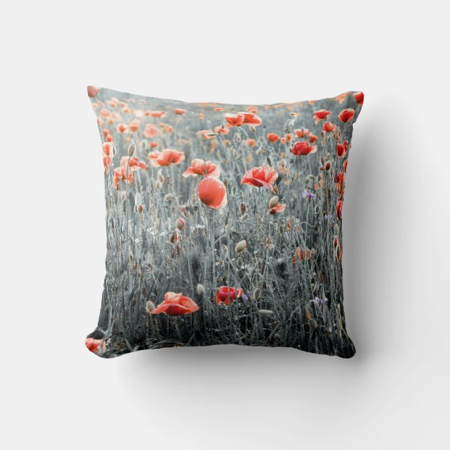 Wildflowers poppies cushion (Front)
